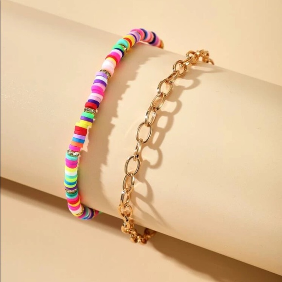 Freya • 2Pc. Bead + Chain Anklet Set - Picture 4 of 5